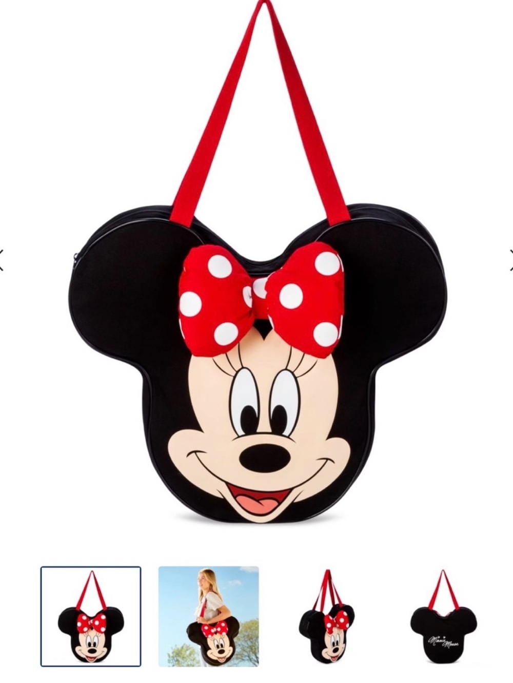 Disney Parks BIGFACE Canvas Minnie Mouse Black Character Shoulder Bag